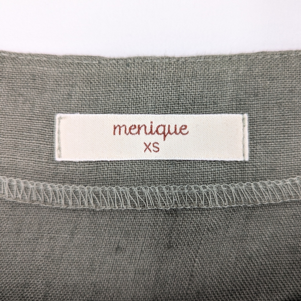Menique Stone Green Casual 100% Linen Midi Wrap Dress Miley Size XS - Picture 4 of 9